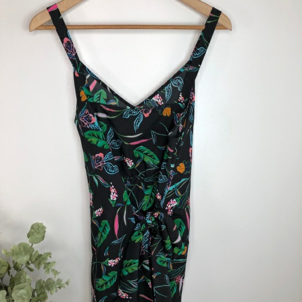 A New Day Black Floral Tropical Midi Dress